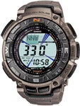 Casio PAG240T-7 Triple Sensor Solar Pathfinder Digital Titanium Link Bracelet