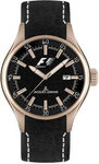 Jacques Lemans F5035G Gold Tone Stainless Steel Formula One Black Dial Leather Strap