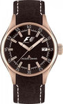 Jacques Lemans F5036G Gold Tone Stainless Steel Formula One Cream Black Dial Leather Strap Midsize