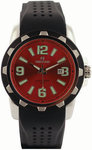 Sartego SQQ47 Stainless Steel Landmaster Red Dial Rubber Strap