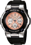 Casio BGA110-1B Stainless Steel Baby-G Analog Digital Pink Dial Resin