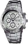 Casio EF506D-7A Two Tone Stainless Steel Edifice White Dial Tachymeter