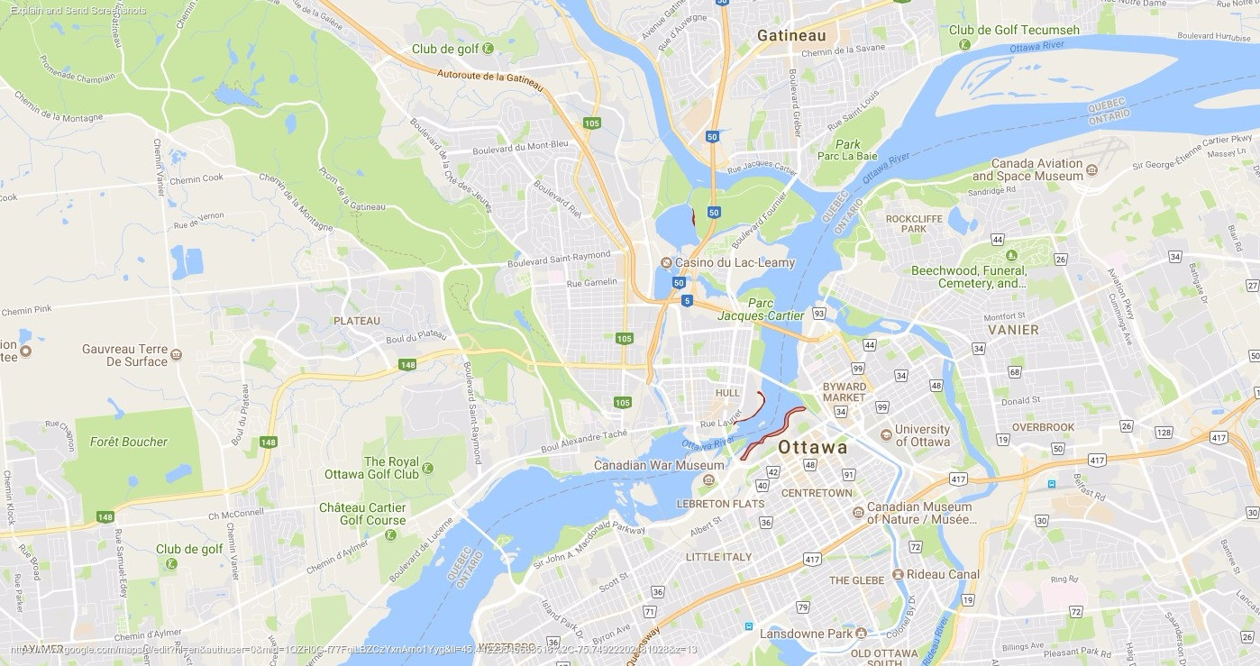 Carte de la hausse récente du niveau des eaux
