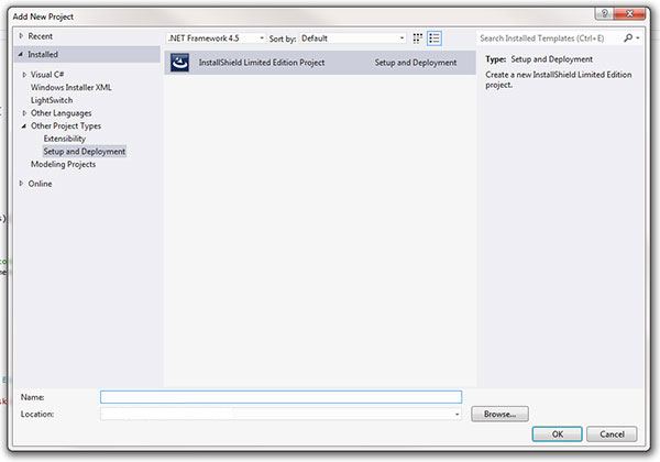 VS 2012 InstallShield for Windows Service Setup