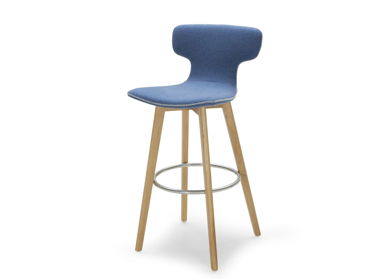 Tulip Bar Stool in Blue Fabric Not Just Brown