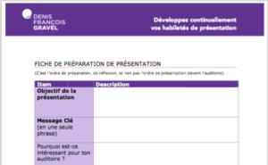 Plan de présentation par Denis François Gravel