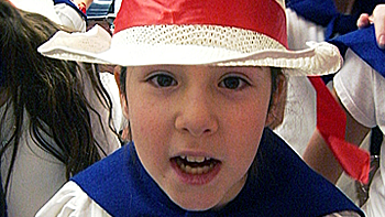 An eager sailor waits to go on stage.