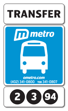 Metro Transfer Stop Sign