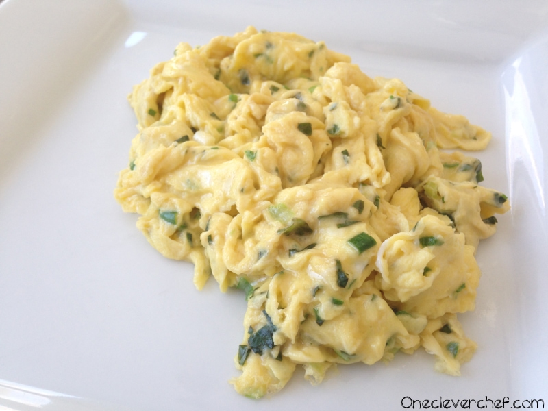 Scrambled Eggs With Fresh Basil And Green Onion One Clever Chef