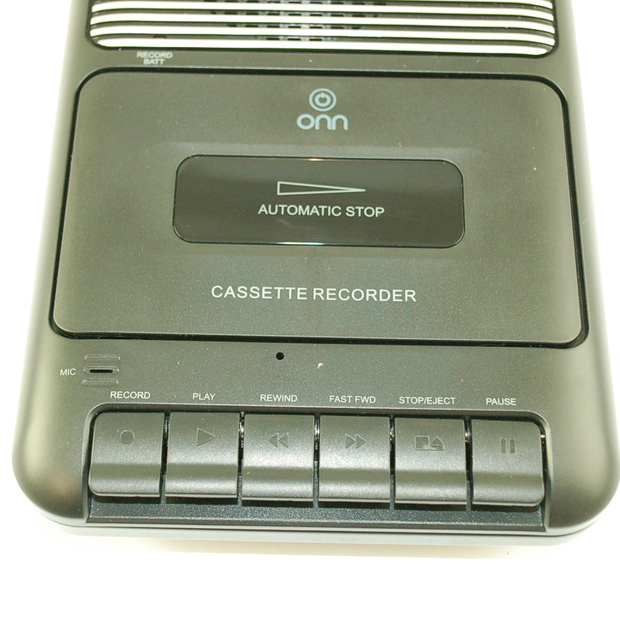 Onn Cassette Recorder with External Microphone & Cassette Tape Black