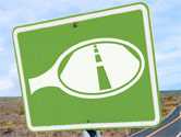 sign with rearview mirror