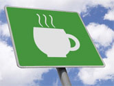 sign with coffee cup