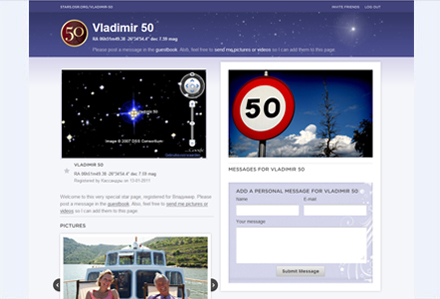 Example of a 50th Birthday Gift Star Page