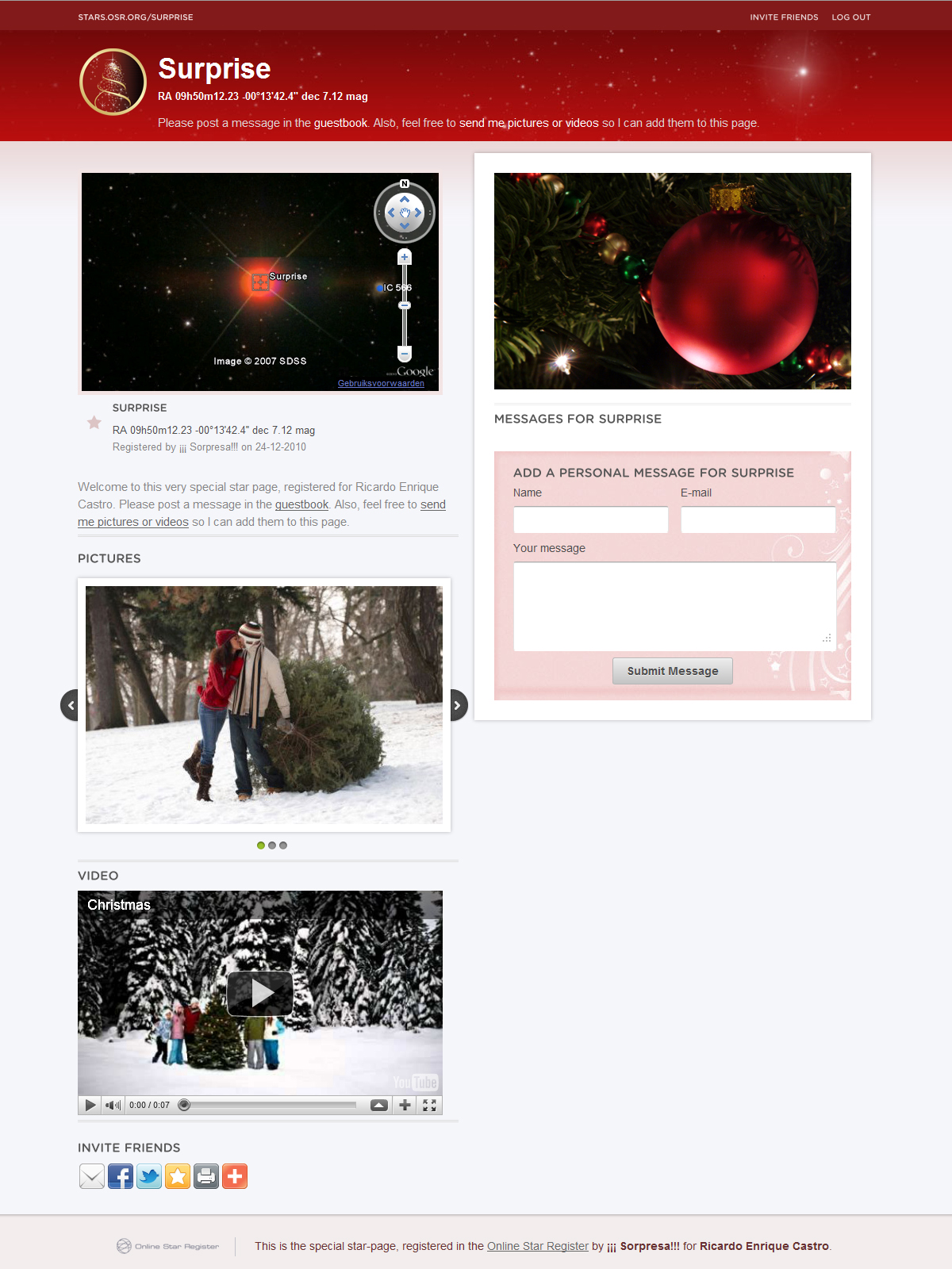 Sterrenpagina Kerstcadeau
