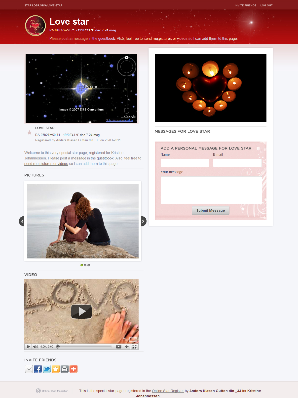 Love Gift Star Page