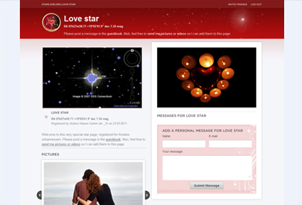 Example of a Love Gift Star Page