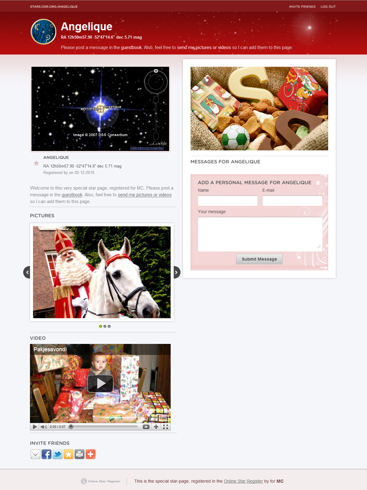 Sterrenpagina Sinterklaascadeau