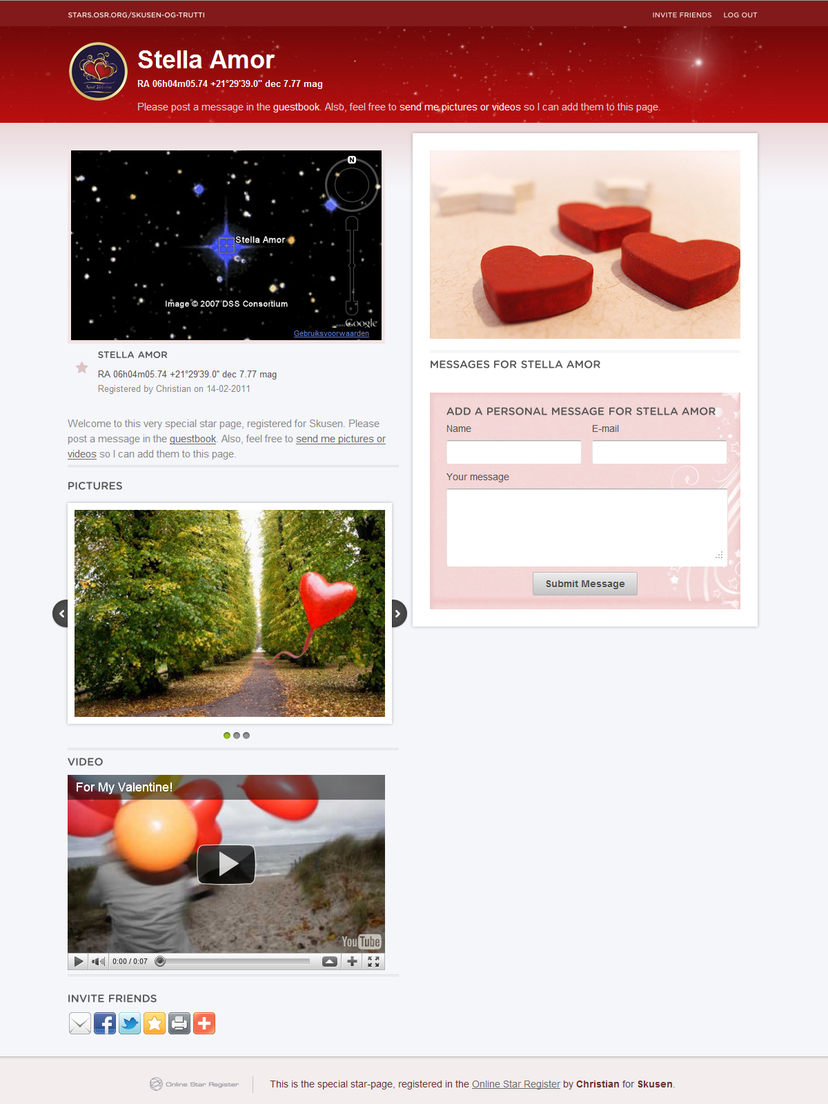 Sterrenpagina Valentijnscadeau