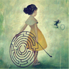 Girl with labyrinth hula hoop.