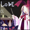 Flonne and the word "Love" on a blackboard