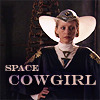 Reverend Mother from Dune; text: space cowgirl.