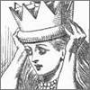 tenniel's alice, adjusting her crown