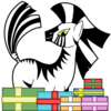 Wrapped gifts and a zebra