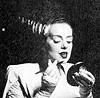 The Bride of Frankenstein applying makeup