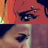 Comic and movie images of Aisha's eyebrow ring (The Losers)