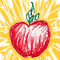 shiny red apple drawn in ink