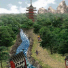 Wutai; river for foreground & pagoda in background