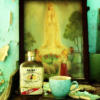 a small altar with rum