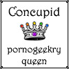 Crown with text 'Pornogeekry Queen'