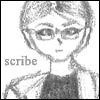 pencil drawing of me and the word "scribe"