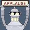 Bender from Futurama, with an "APPLAUSE" sign.