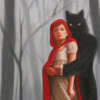 humanoid wolf embracing adult little red