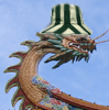 icon of a dragon wearing a striped hat