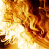 river song's hair over her face--oranges and golds