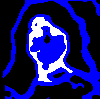 blue & black silhouette of Sam
