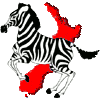 red map of New Zealand with a zebra salient