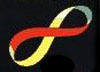 Infinity sign or sideways figure eight, red, yellow, and blue, from Katherine Neville's "The Eight"
