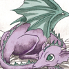 a purple baby dragon with green wings