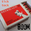 Red & white matchbox, text: tick tick BOOM!