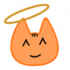 A cartoon kitty with a halo above its head