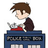 Peanuts Ten sitting on top of the TARDIS & typing