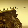 children flying off cliff