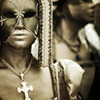A woman in a gold mask from the middle ages