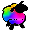 Rainbow sheep with "helens78" text