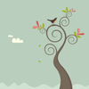 Stylized tree with bird