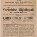 The Yorkshire Nightingale (Mr Enos Bacon) grand concert recital flyer
